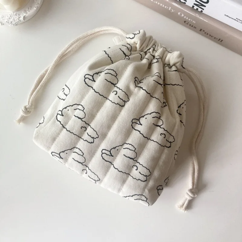 Korean Ins Cloud Rabbit Draw Rope Makeup Bag Women  Portable Cosmetics Storage Pouch Travel Bag Drawstring Opening Storage Bag