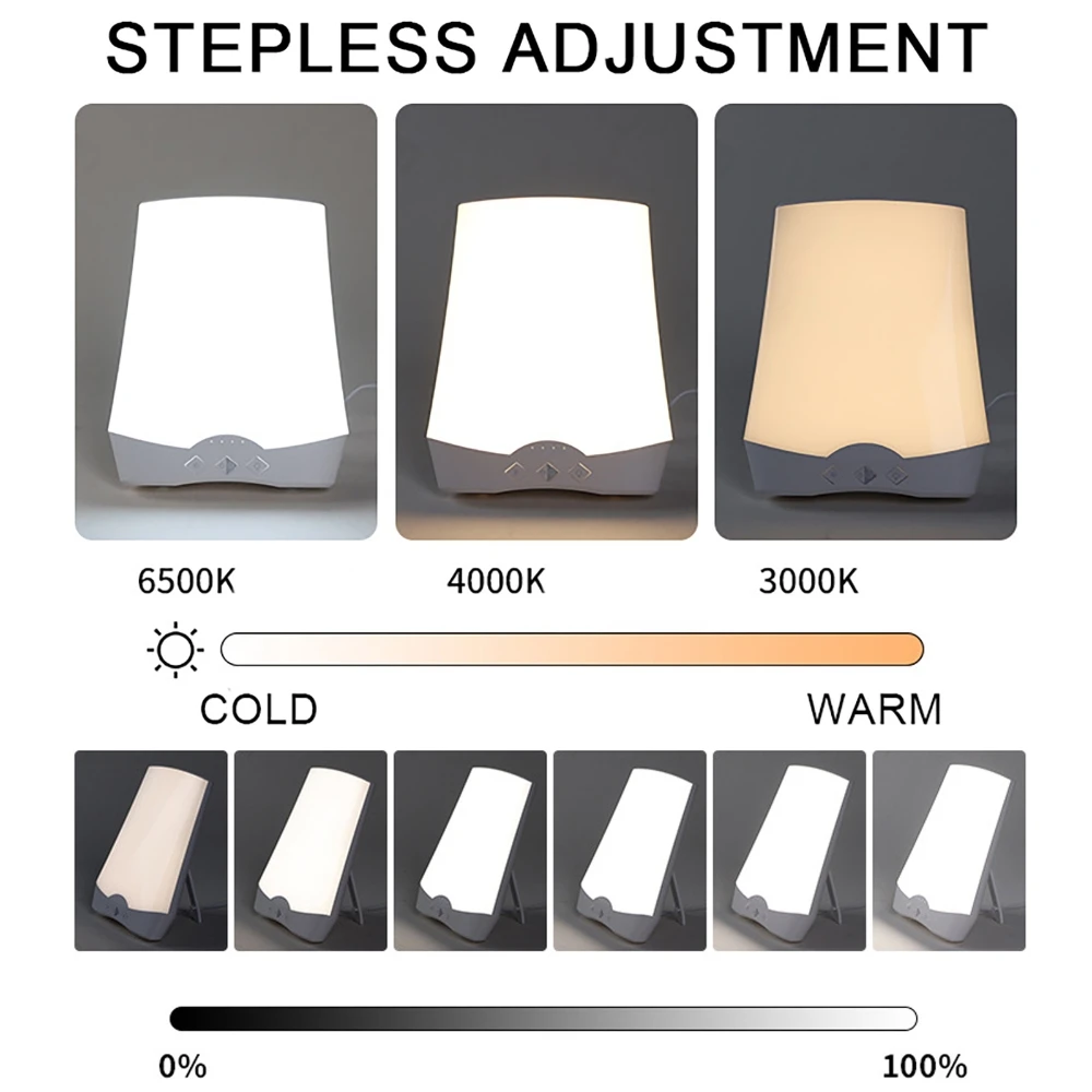 Intelligent Phototherapy Light with Timer Touch Control 3000K/6500K Stepless 3-level Adjustable LED Bionic Sunlight  Night Light