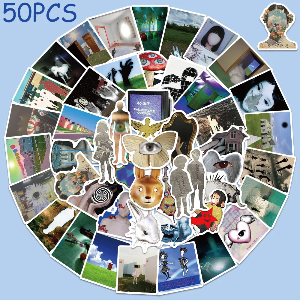 

50pcs Dream Core Aesthetic Stickers Decals For Phone Scrapbook Skateboard Suitcase Helmet DIY Graffiti Waterproof Stickers