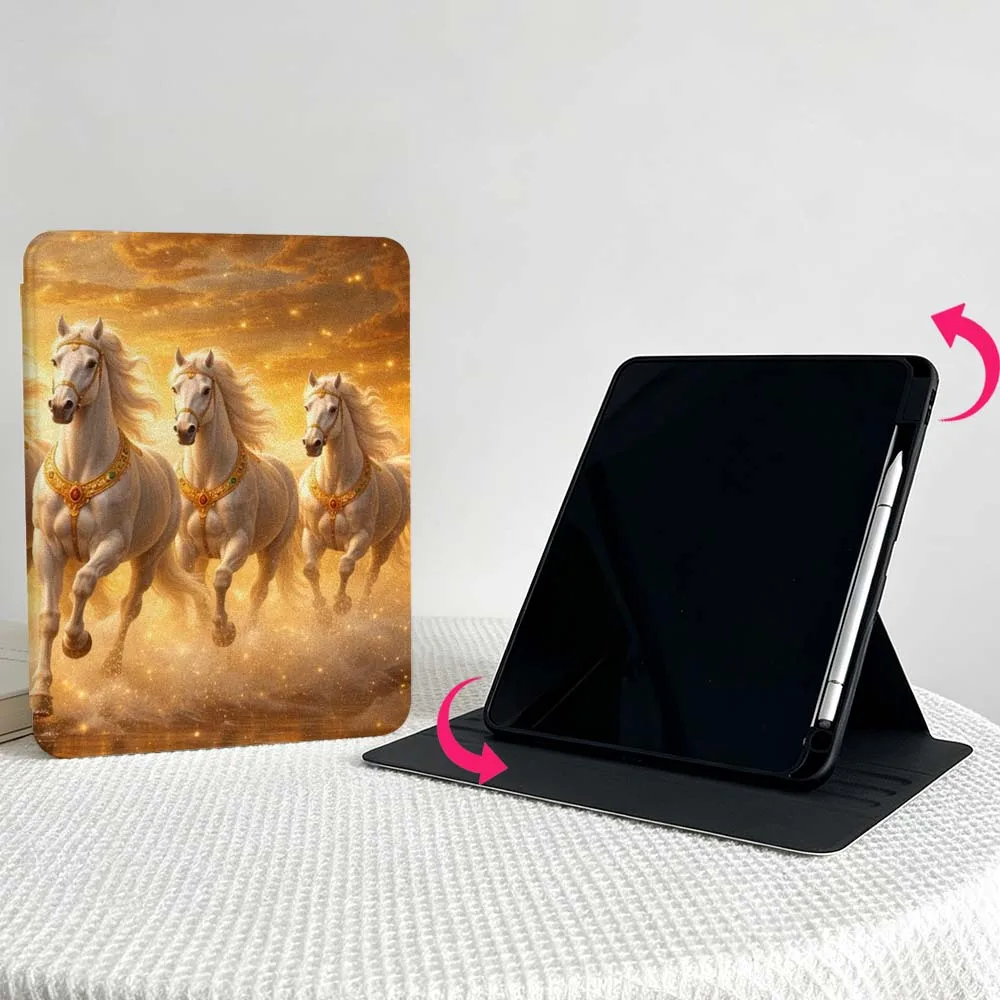 Wild Horses Running Soft For Apple iPad Air Mini Pro 12th 11th 11 13 12.9 9gen inch 360° Rotation Pen slot Tablet Case