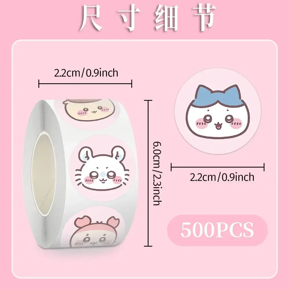 500Pcs Chiikawa Roll Stickers, Cute Big Head Avatar Graffiti Sealing Stickers, Kawaii DIY Decor for Girls Journal & Gift