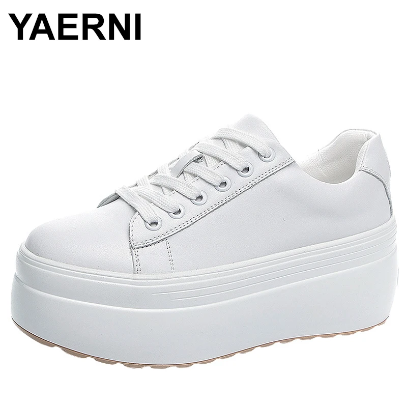 Casual Little White Shoes Dermis Autumn New Thick Sole Women's Shoes 8cm Increase in Height Board Shoe Woman Platform Sneakers