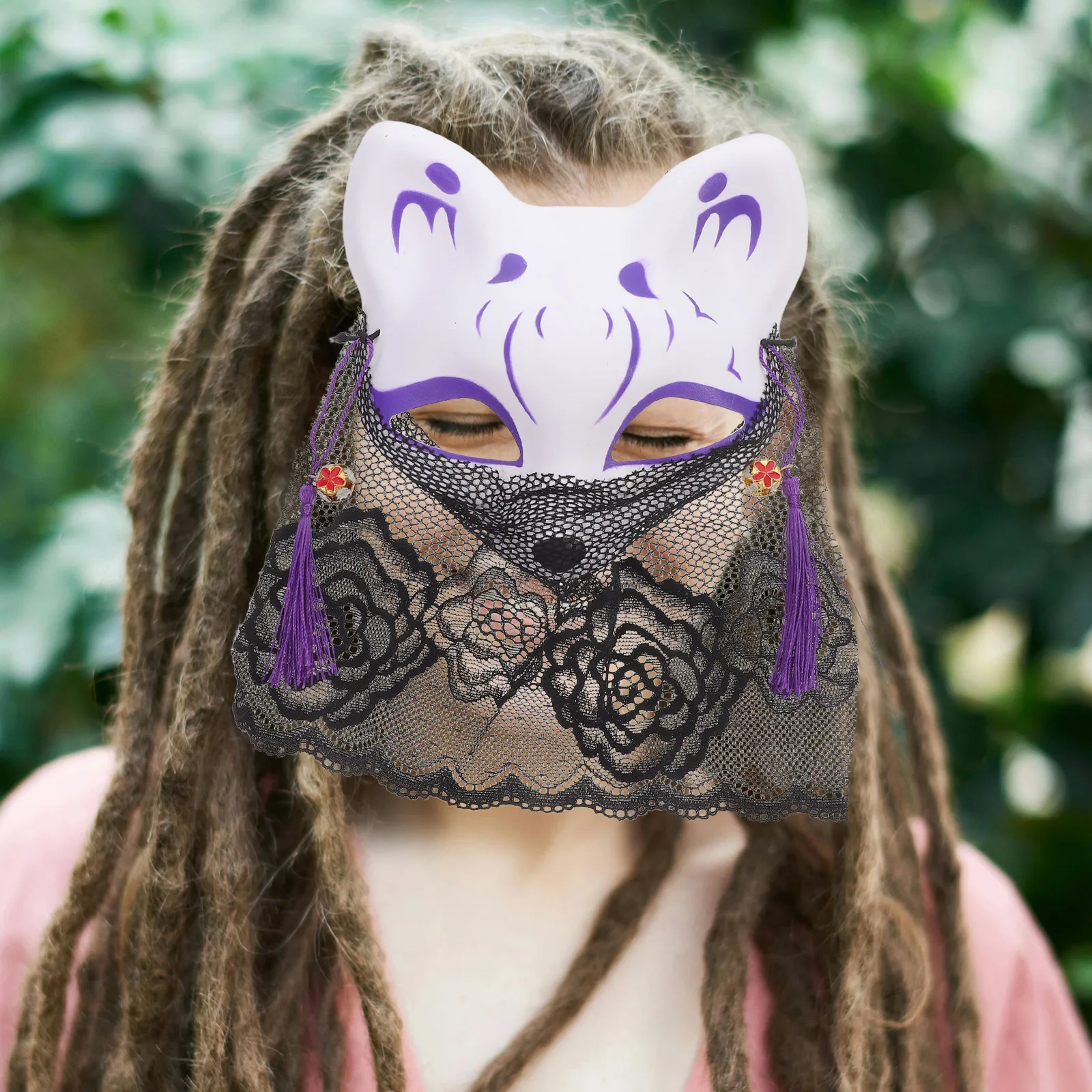 

Fox with Lace Veil Half Face Mask Cosplay Halloween Men and Women Masquerade Party