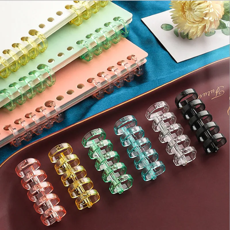 9PCS 5 Hole Ring Binding Ring Segment Binding Ring Porous Punch Loose-leaf Paper Plastic Clip Applicable aperture 12mm