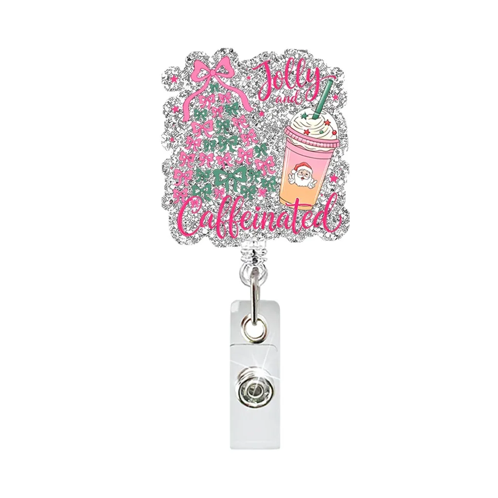 Access Badge Holder Compact Name Tag Holder Coffee Theme Badge Reel Stretchable Id Holder For Daily Office Use Holiday Gifting