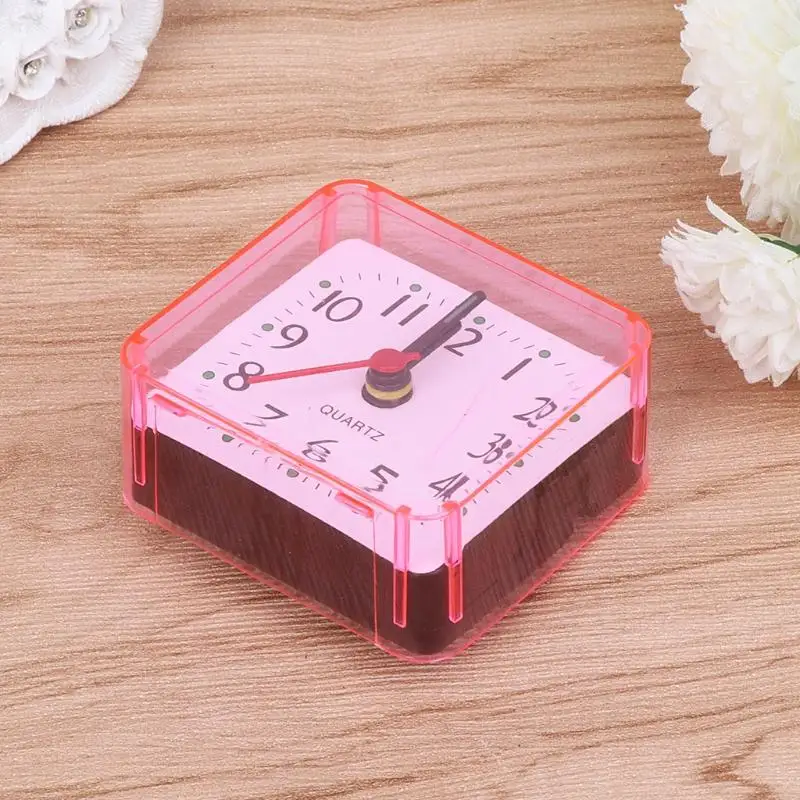 Mini Square Alarm Clock Analog Ticking Birthday Gift Attachment