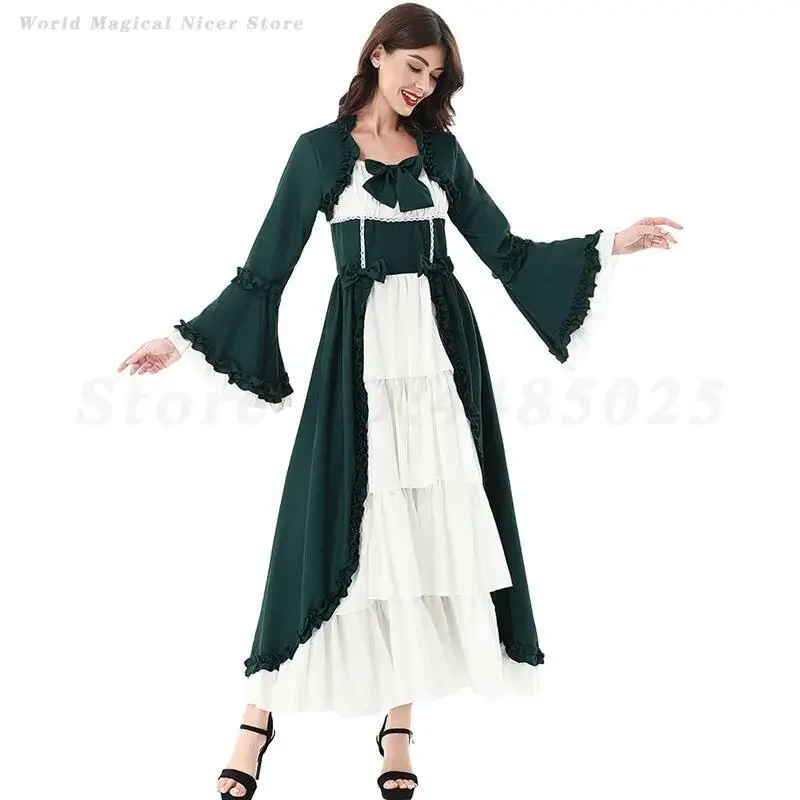 

Women Medieval Renaissance Retro Dress Vintage Lolita Halloween Cosplay Witch Costume Stage Perfermance Fancy Dress Roleplay