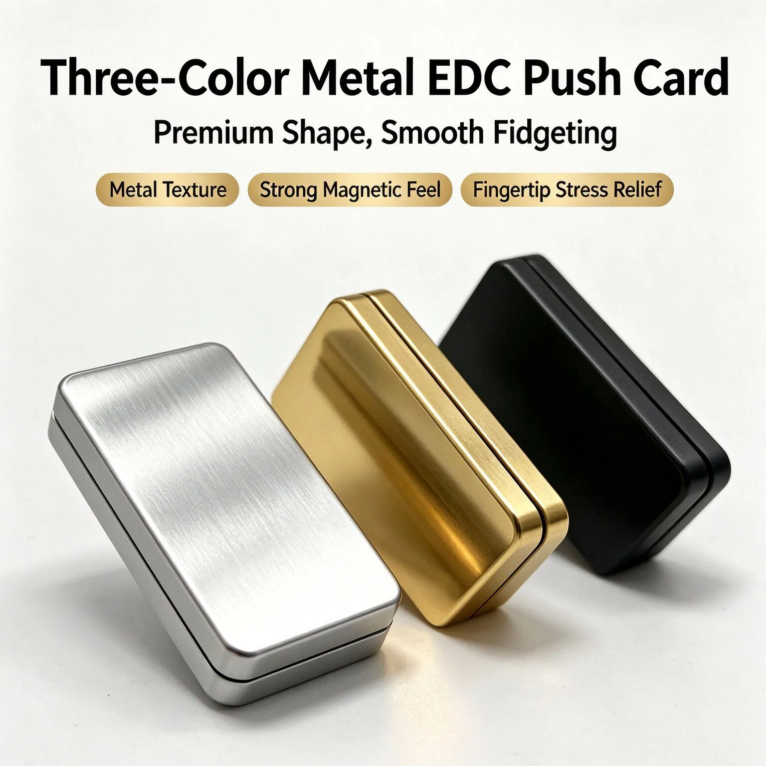 Fidget Sliders Stress Relief EDC Push Slider Metal Stress Relief Magnetic Infinite Fidget Compact Adult Gift Anxiety Fidget Toy