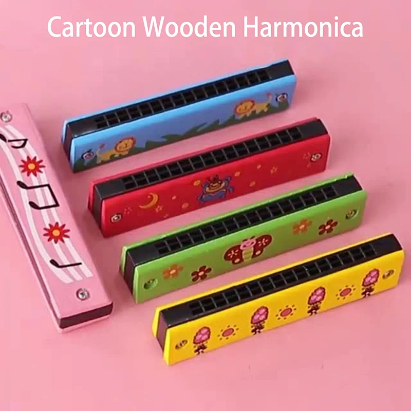 1PC Musical Instrument For Develop Music Ability Entertainment Tools 32 Holes Wooden Harmonica Mouth Organ Kids Educational Toys