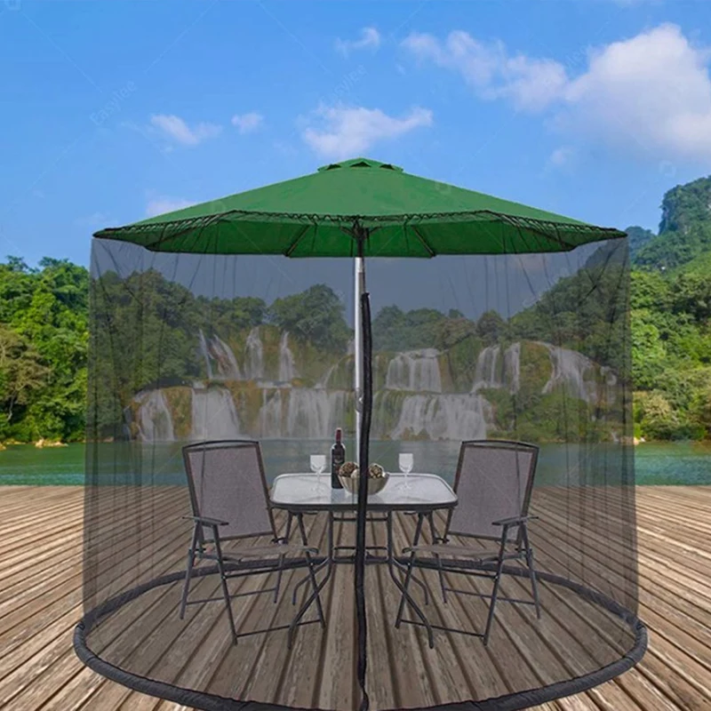 Outdoor Restaurant Patio With Zipper Closure Swing Mosquito Net Net Curtain Mesh Cover Polyester Mesh Parasol