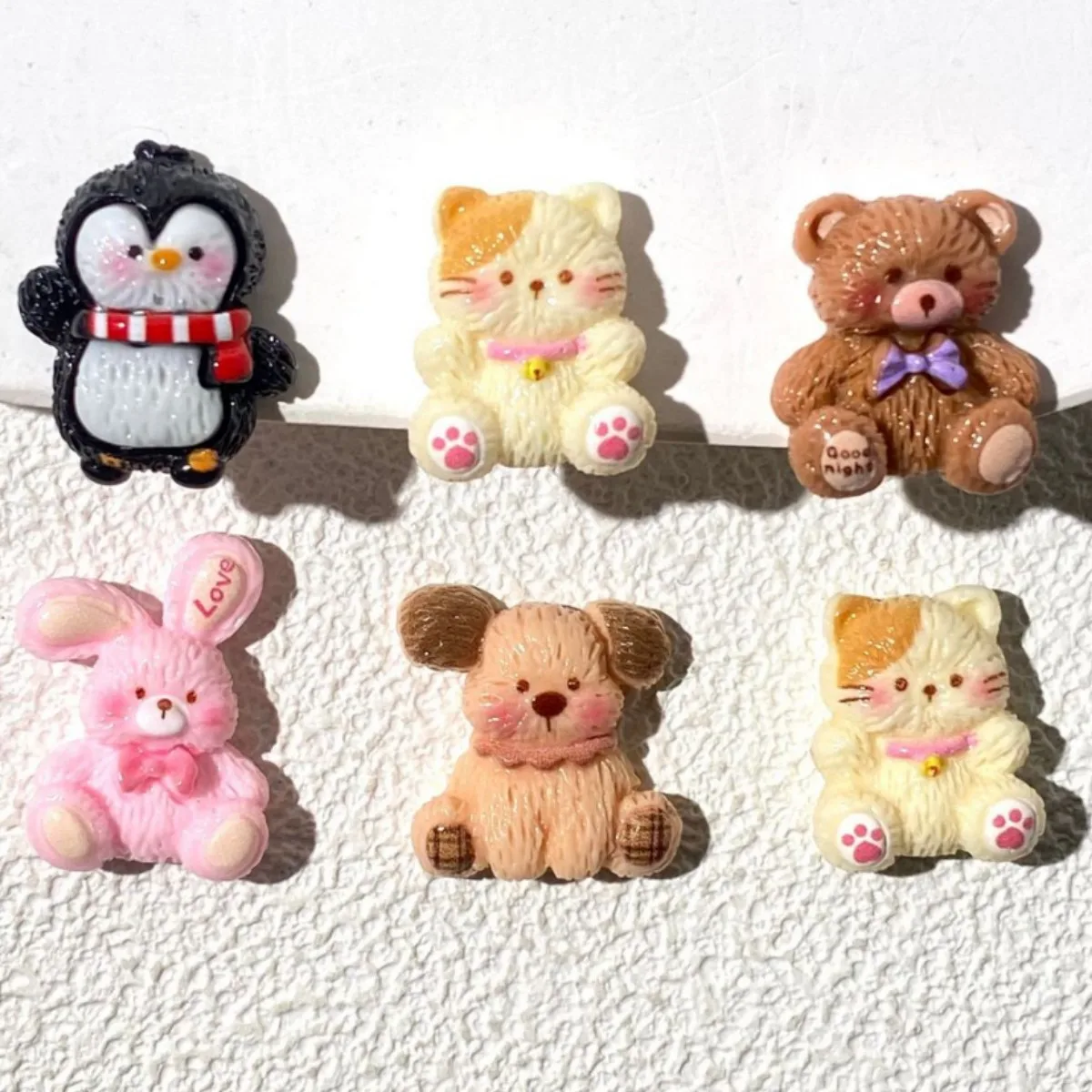 10pcs Resin 3D Cartoon rabbits, puppies, penguins, kittens Flatback Stone Scrapbook Wedding DIY Decor Crafts Jewelry Accessories