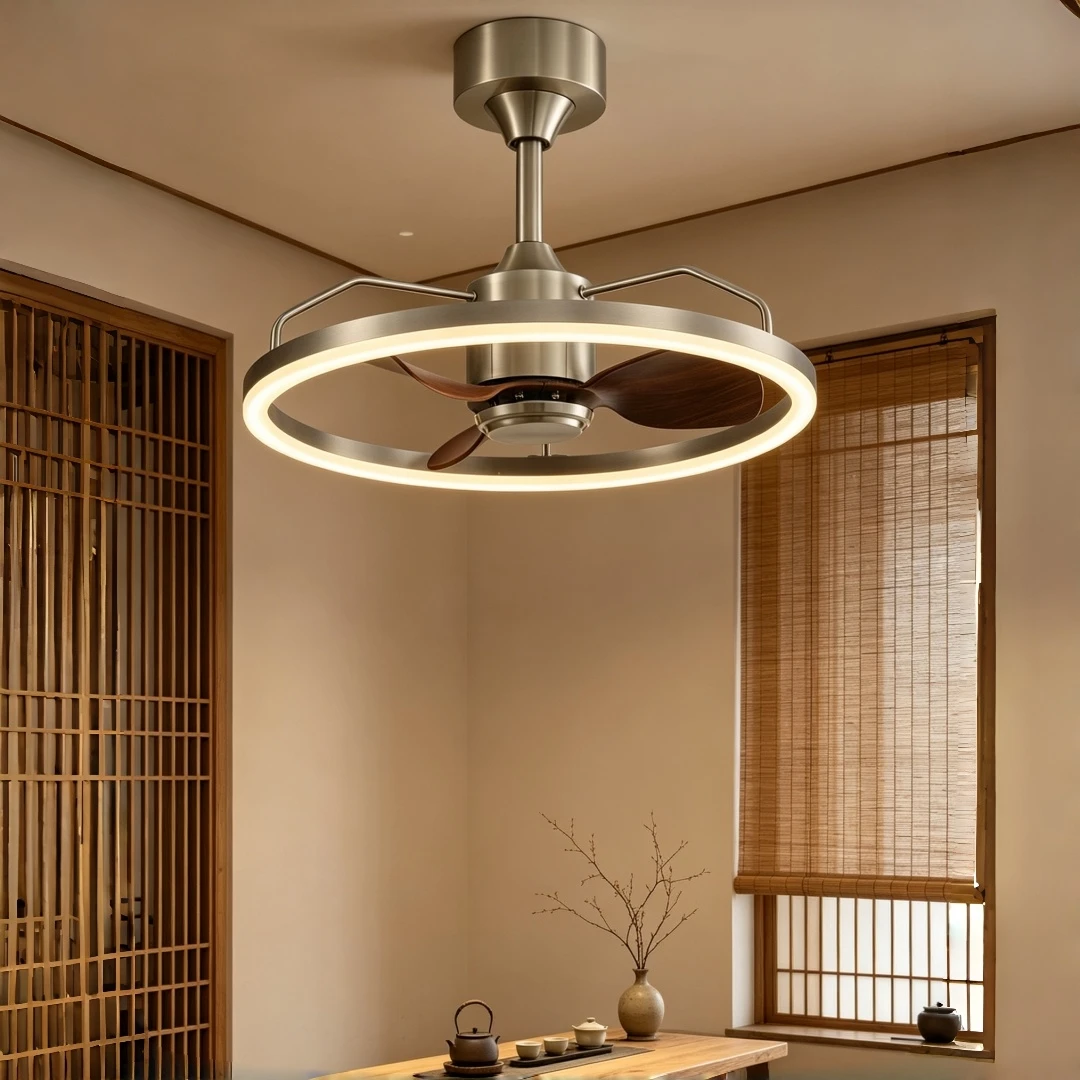Modern Ring Ceiling Fan Light 2‑in‑1 LED Fan Chandelier For Bedroom Living Room Home Indoor Ventilation Lighting Decoration