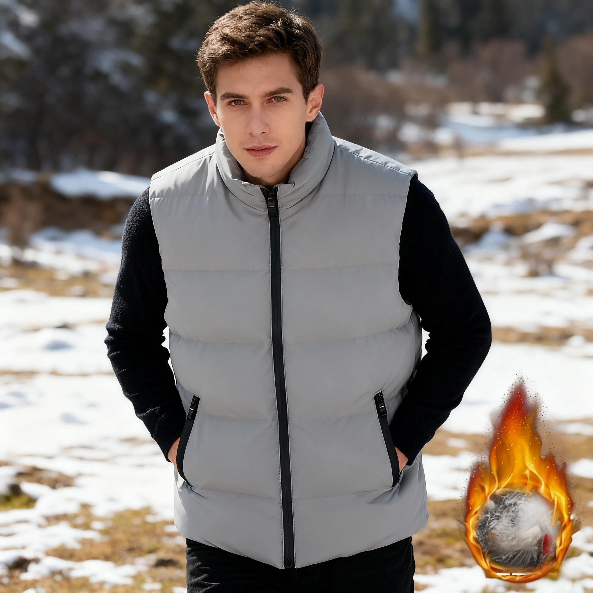 

Autumn Men' Sleeveless Vest Jackets Winter Fashion Male Cotton-Padded Vest Coats Men Stand Collar Warm Waistcoats Clothing 5XL