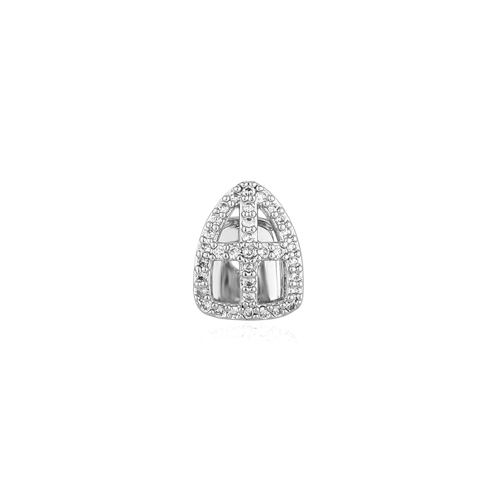 Hollow Iced CZ Single Tooth Grillz Gold Silver Bling Teeth Caps Hip Hop Rapper Jewelry Men Club Party Daily Accessory