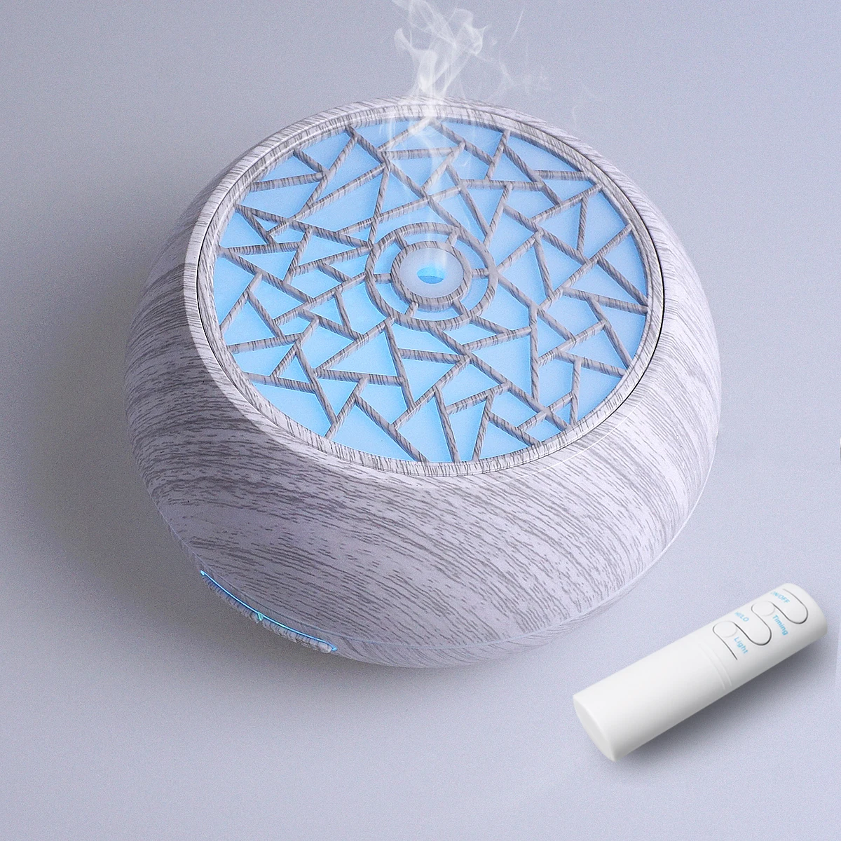 

550ml Ultrasonic Essential Oil Diffuser, Wood Grain Design, Remote Control, 7 LED Mood Lights, 6 Oils for Aromatherapy, Family S