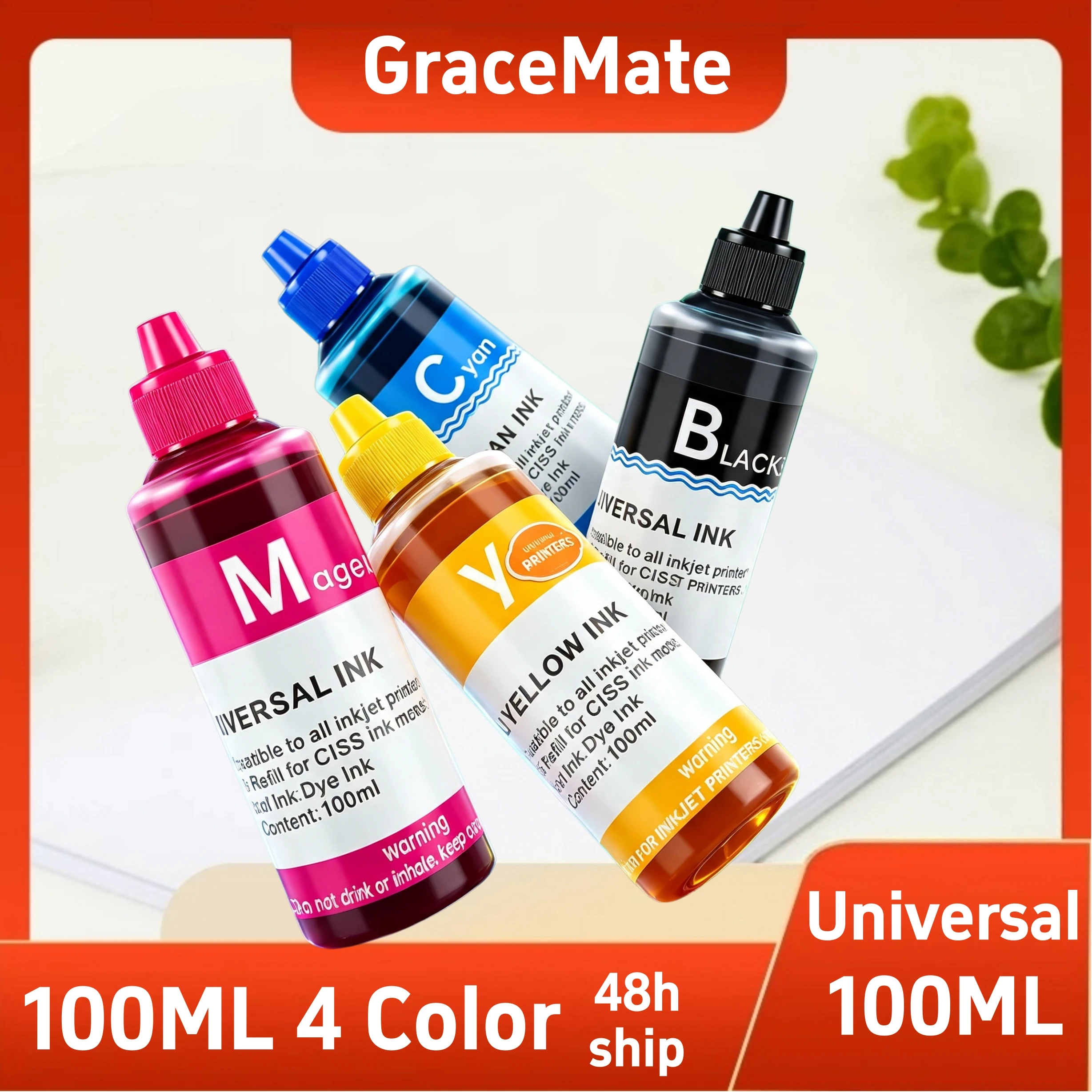 400ml Universal Dye Ink BK C M Y Refill for Epson Canon HP Brother Dell Deskjet Inkjet Printer Ink Tank Cartridge CISS