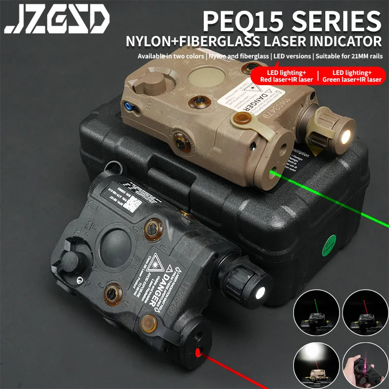 

New PEQ15 Tactical IR laser+Red/Green Dot Laser+ White LED Flashlight Suitable Hunting Weapon Laser Sight For 20mm Rail