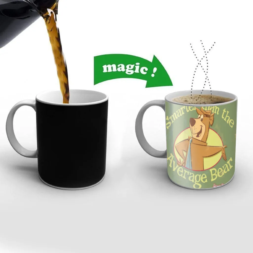 Yogi Bear Boo taza gris Hanna, tazas de café de cerámica que cambian de Color, taza de té mágica, el mejor regalo para tus amigos, Envío Gratis