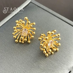 Goth Girl's Design Sense Fireworks Explosion Shape Metal Earrings For Women's Fashionable Jewelry Set 2024 Unusual Accessories