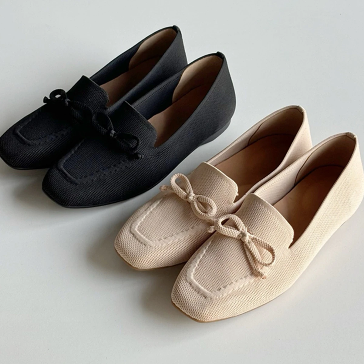 

Dave&Di French Minimalist Elastic Technology Fabric Slip-on Loafers Retro Grandma Commuting Leisure Elegant Flat Shoes Women