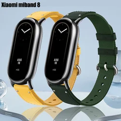 Correa de cuero para Xiaomi Mi band 8 y 9, repuesto de correa deportiva NFC, pulsera inteligente 9/8, accesorios de nailon