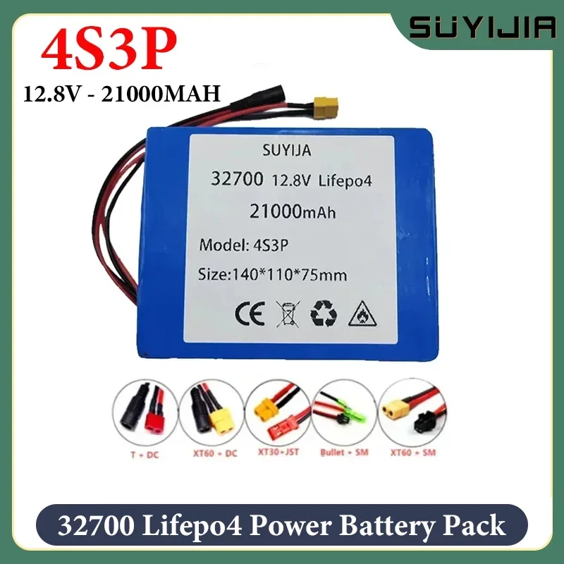 4S3P power battery 12.8V 21000mAh large capacity 32700Lifepo4 built-in 40A balanced BMS12V continuous battery pack solar cell