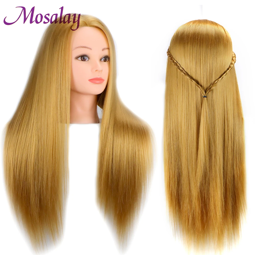 Professional Cosmetology Training Doll Head 100% Synthetic Hair  For Hairdressers Braiding Dyeing Salon  Hairstyle Styling