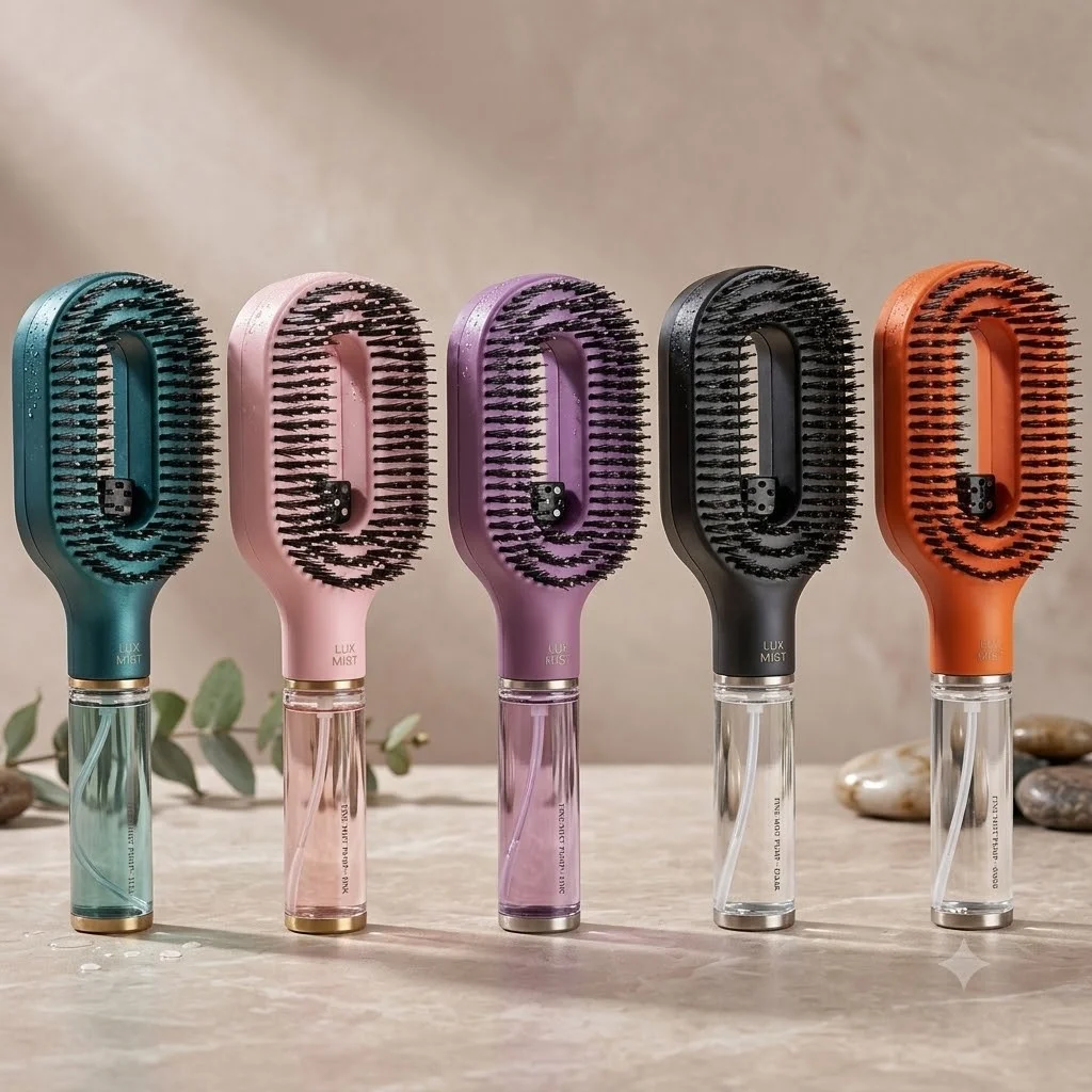 One Button Spray Hair Comb Mist Hairbrush Water Spraying Detangling Brush Anti Static Flying Frizz Hair Styling Salon Tools