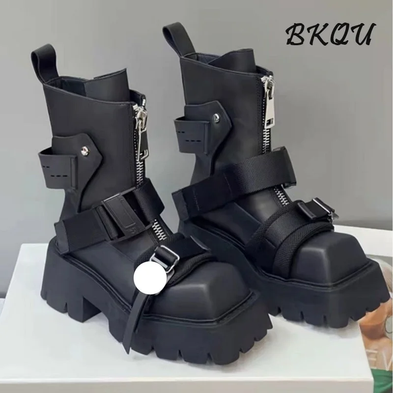 BKQU-Bottines à l\'offre elles optiques pour femme, 2024 lomatéritive, nouveau BLOdocument à tête carrée, augmenter les bottes de rinçage pour