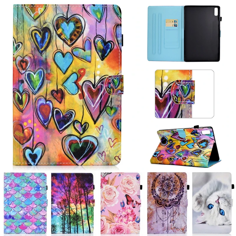 

For Lenovo Tab P11 Gen2 Case Cute Painted Wallet Stand Cover For Xiaoxin Pad Plus 2023 Lenovo Tab P11 2nd Gen tb350fu Case Coque