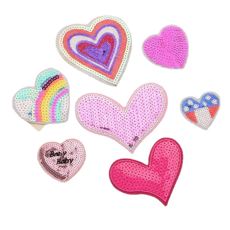 

1 Pcs Multicolor Sequin Love Badge DIY Patches for Clothes with Iron Sticker for Clothing Patches Apparel Accessories Sewing