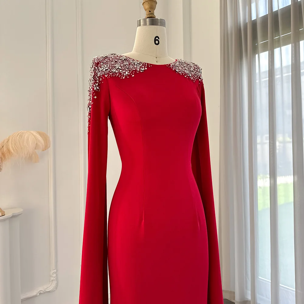 Sharon Said Elegantes Weißes Meerjungfrauenkleid Dubai Abendkleid Damen Hochzeitsfeier Umhangärmel Muslimische Formelle Kleider SF280 Maßanfertigung – Detail 14