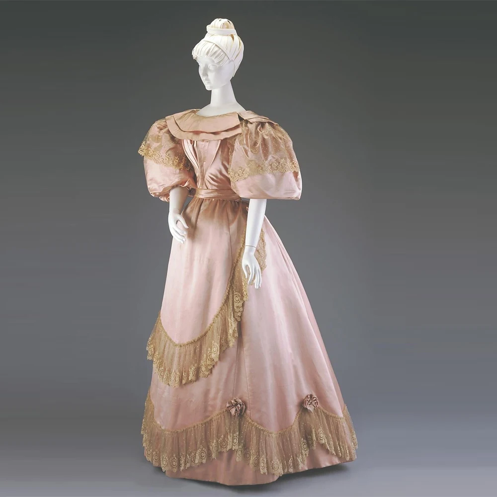 

1890s Wedding Costume Victorian Princess Puff Sleeve Afternoon Dress Historical Civil War Southern Belle Ball Gown Reenactment