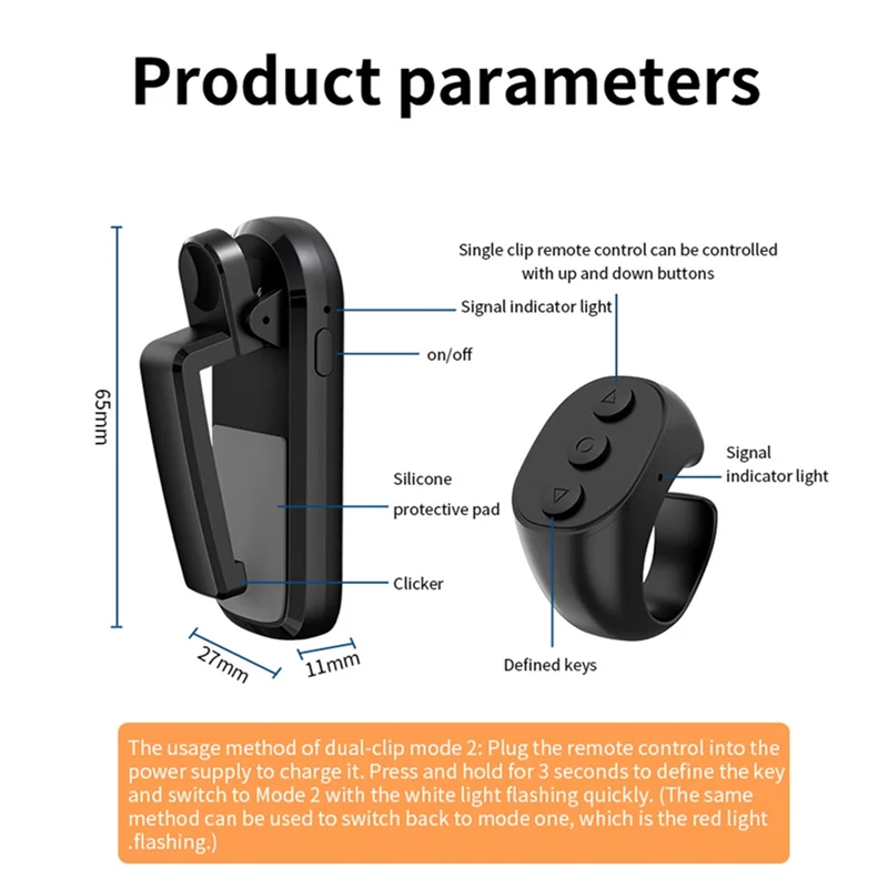 BAAY Fernbedienung für Kindle Paperwhite Oasis Kobo Ereaders + Page Turner Kamera Camcorder Fernbedienung Extender Weiß