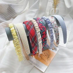 3PCS Modern Women Cloth Hair Bands Headdress Headband Girls Classic Plaid Imitation Pearl Hair Hoop Hair Accessories Headwear