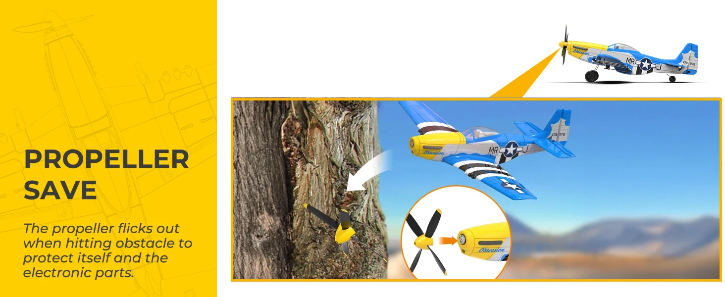 Volantexrc 4-CH P-51D Mustang RC Plane, One-Key Aerobatic, 6-Axis Gyro, 30 Min Flight, Beginner to Pro, Ideal Outdoor Gift.