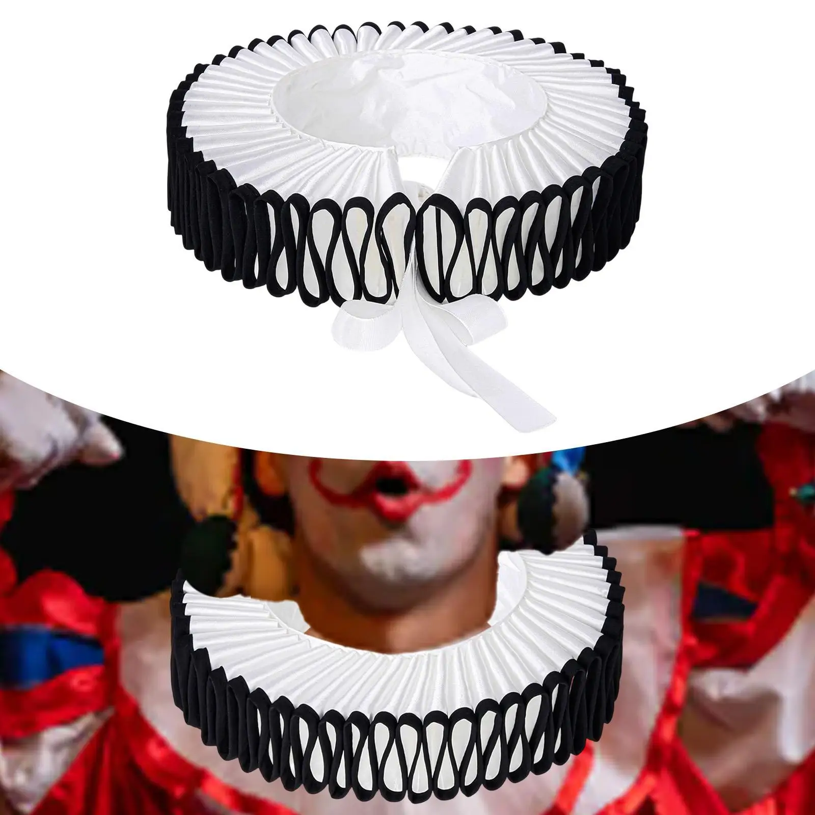 Elizabethan Neck Ruff Ruffled Sturdy Clown Cosplay Neck Detachable for Photography Props Party Supplies