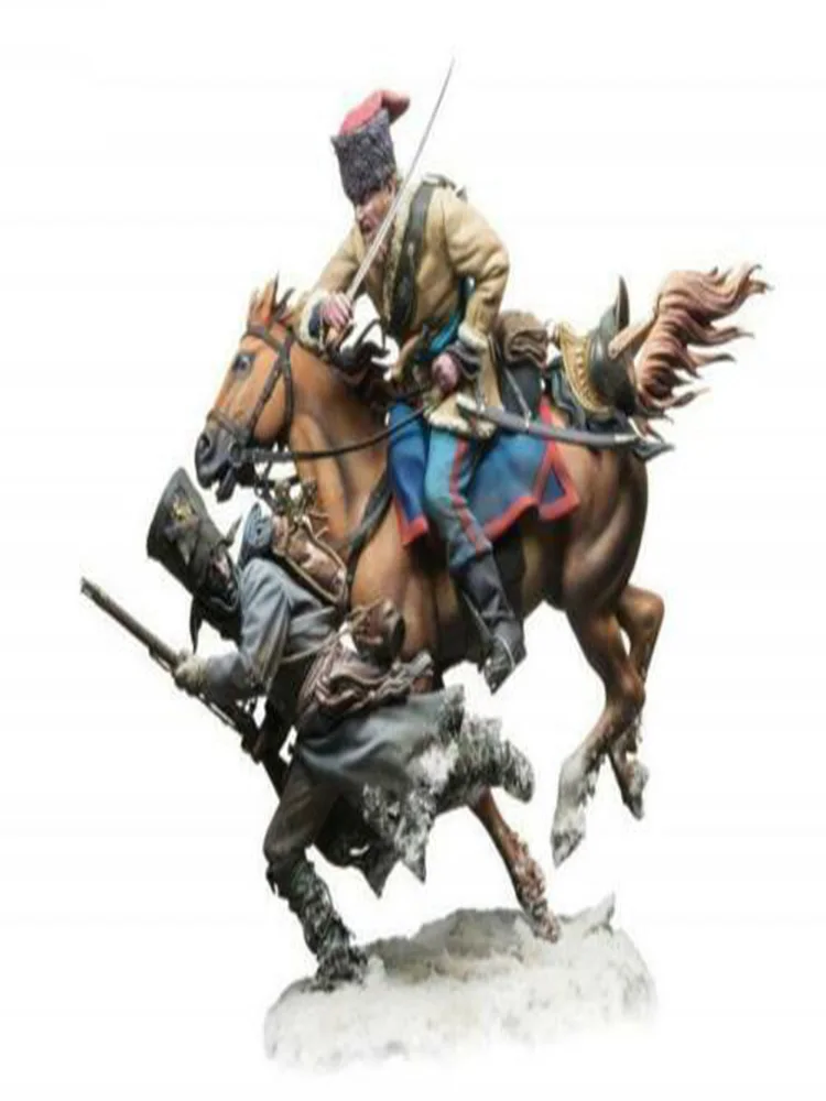 

1/32 54mm ancient warrior include 2 man with base and horse Resin figure Model kits Miniature gk Unassembly Unpainted