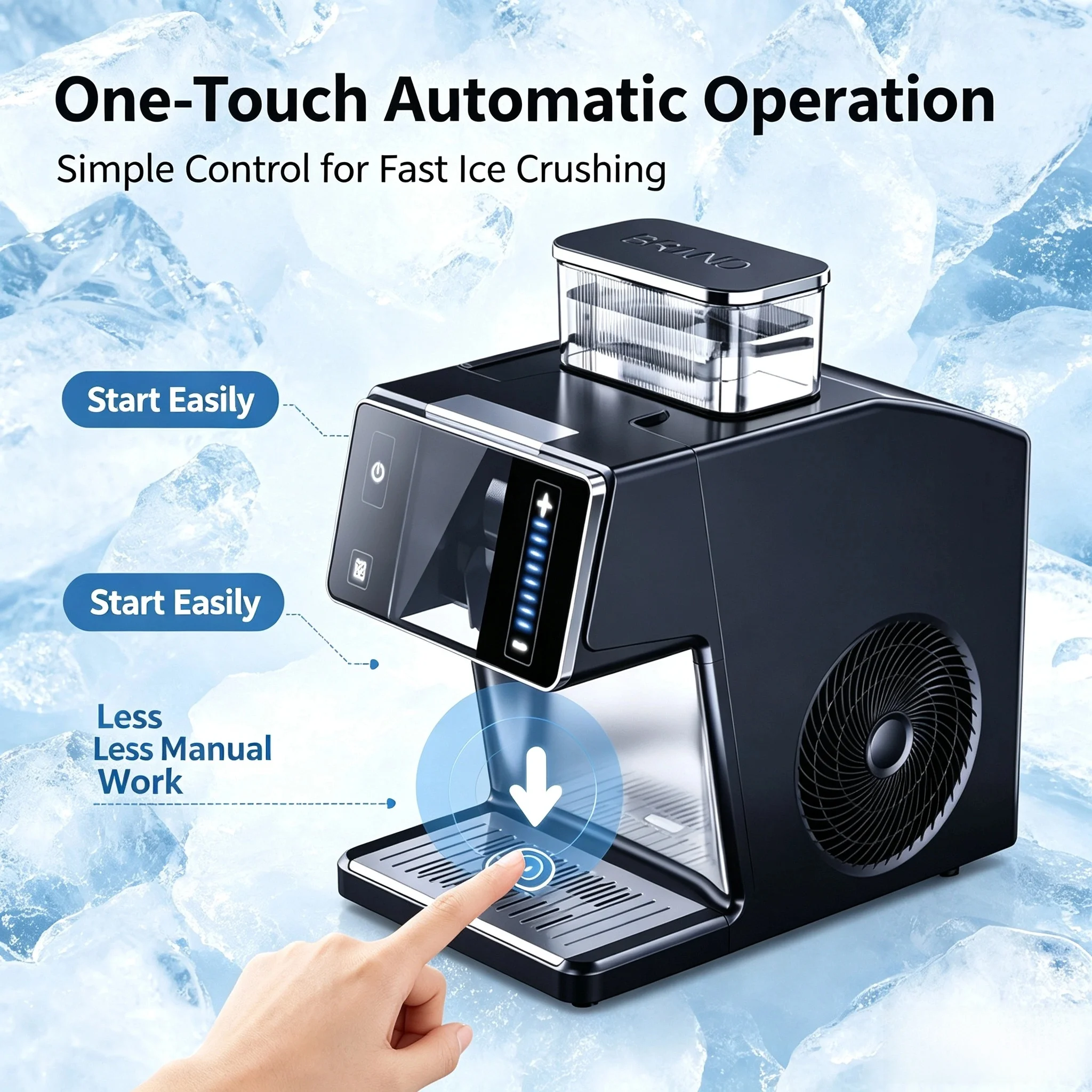 Portable Automatic Shaved Ice Machine Smart Small Ice Crusher for Home Commercial Dessert Ice Making