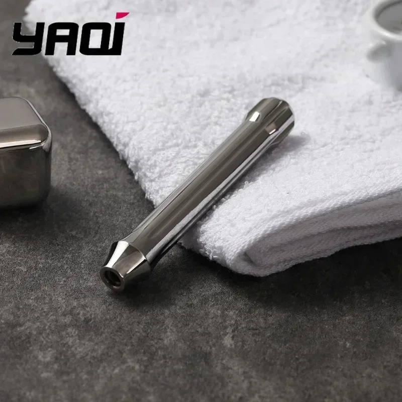 مقبض ماكينة حلاقة آمن للرجال من YAQI Tsuka بطول حوالي 65 جرام 86 مم، أداة احترافية لتصفيف اللحية من الفولاذ المقاوم للصدأ المصقول #4