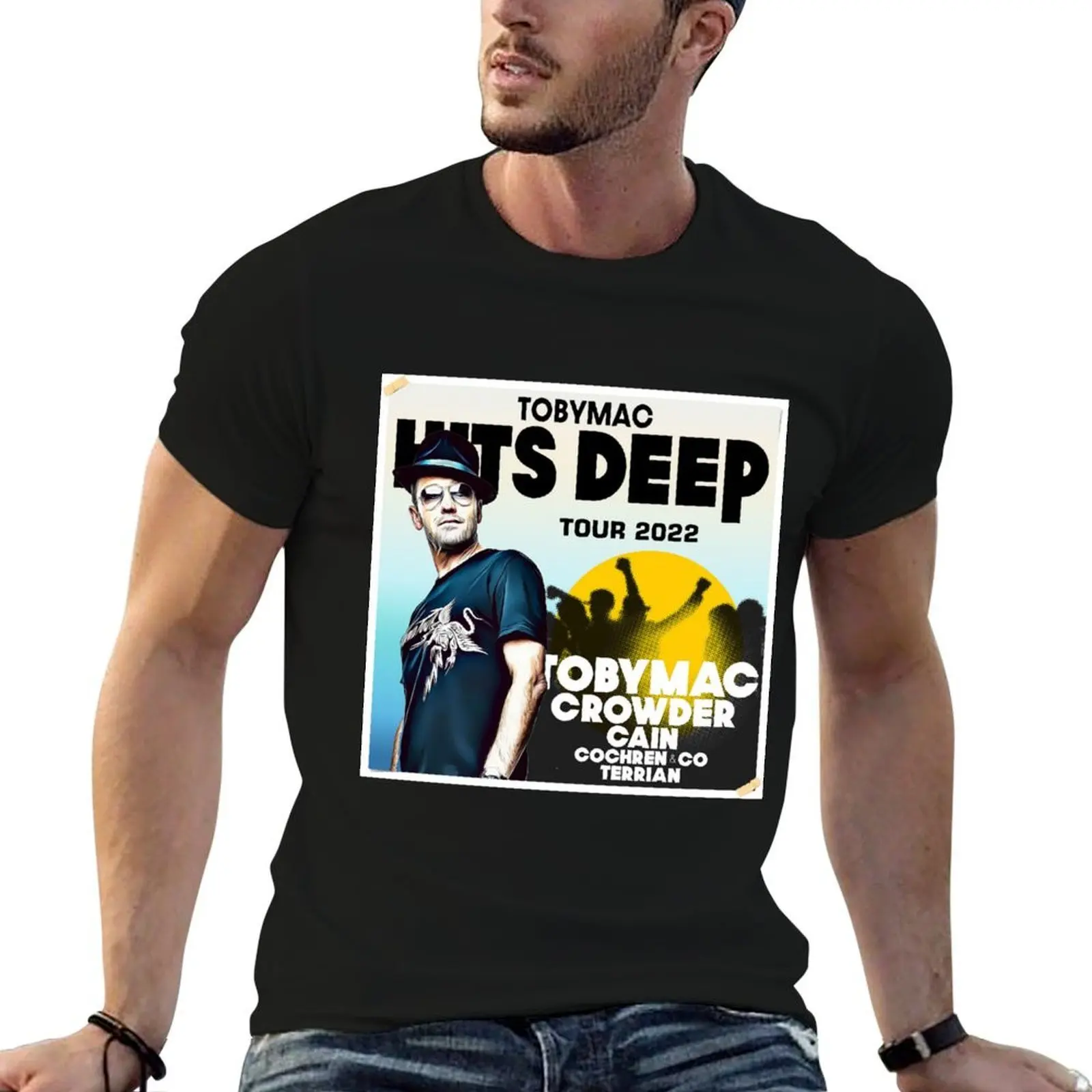 poster tobymac crowder cain edition hits deep tour 2022 T-Shirt Short sleeve tee funny shirt cotton shirts men