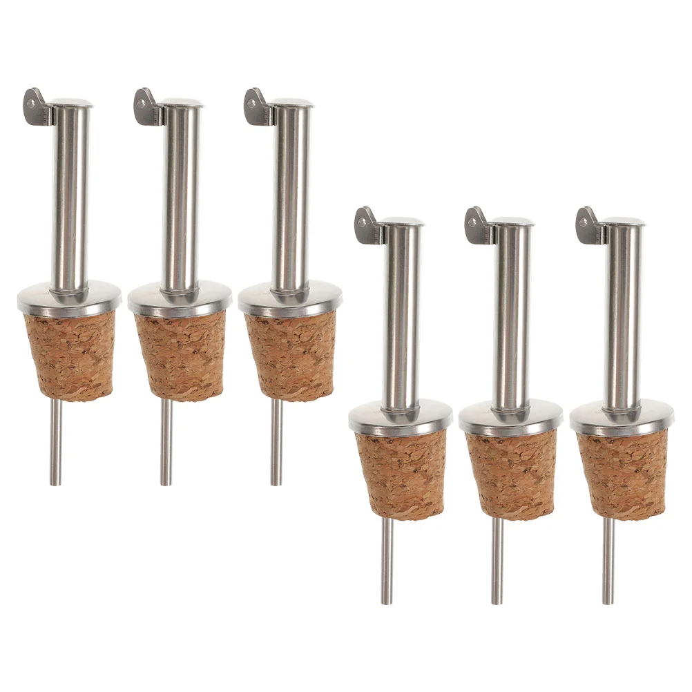 

6 Pcs Pourer Stainless Steel Bottle Pourers Stopper Cocktail Oil Dispenser Spouts Metal Silver Useful Stoppers