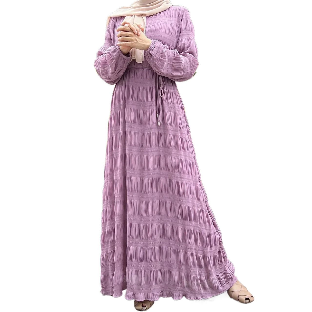 

Plain Long Skirt Chiffon Pressed Pleated Dress - Flowy Elegant Maxi Gown, Women's Casual Party Wear, Plus Size Comfortable Tunic