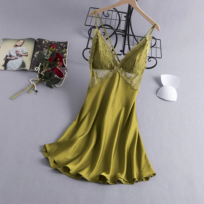 

Summer Chemise Nightgown Sleepwear Sexy Backless Dressing Gown Sleepwear Dress Loungewear Women Rayon Nightdress Sleepdress