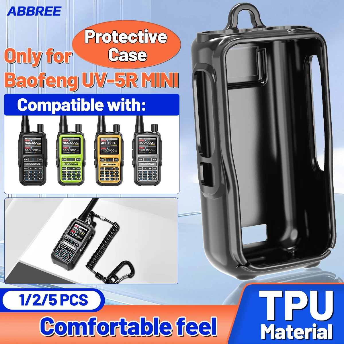 ABBREE UV-5R mini Walkie-Talkie TPU Case Protective Cover, Wear-Resistant, Anti-Fall, Dust-Proof For Baofeng Two Way Ham Radios