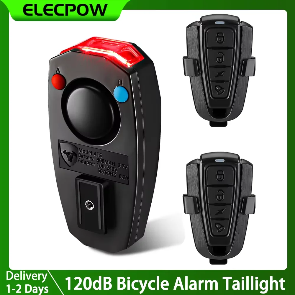 Elecpow Bicycle Burglar Alarm Taillight Smart Brake Sensing Wireless Waterproof Remote Control USB Charge Bike Rear Light Horn