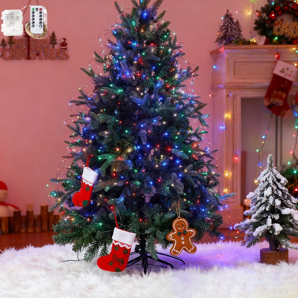 1pc 5m 50leds Light String, Christmas Decorative Color Light Eight Function Battery Box Light String