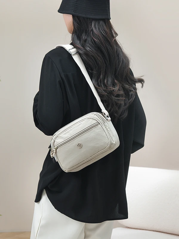 

Casual Multi-Layer Busin Women's Crossbody Bag Faionable Korean Sle Single oulder Bag Nylon Material Pure Color