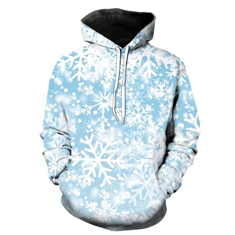 الرجال مقنعين ثلاثية الأبعاد ندفة الثلج الجرافيك طباعة عادية الأزرق هوديي البلوفرات عطلة الصادرة ربيع الخريف الملابس Harajuku للجنسين #3