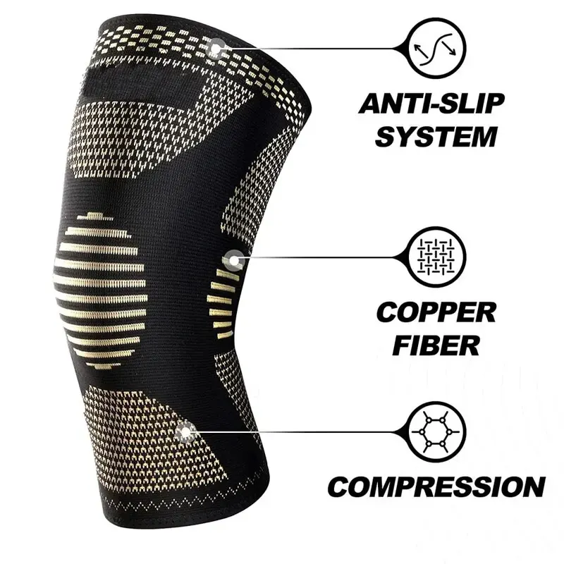 Outdoor Cycling Basketball Copper Ion Knee Guard Copper Fiber Knitted Breathable Knee Guard Sports Fitness Non-slip Leg Guard